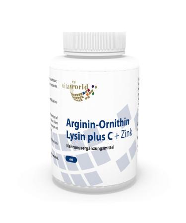 Vita World Pack of 3 Arginine Ornithine Lysine + Zinc + Vitamin C 3 x 60 Capsules Made in Germany