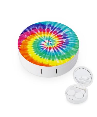 Amazing Tie Dye Round Storage Case For Contact Lens Case Print Portable Contact Lens Box Kit with Mirror Cute