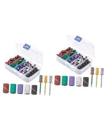 minkissy 2 Sets Nail Polish Set Sanding Bands for Nail Drill Nail Sand Rings Manicure Band Professional Nail Drill Nail Polishing Band Nail Polishing Rings Nail Bit Nail Tape Polisher Alloy