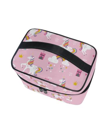 Girls Unicorn Rainbow Pink Makeup Bag | Large Cosmetic Organizer & Toiletry Bag for Women & Ladies - Buy Online on GoSupps.com