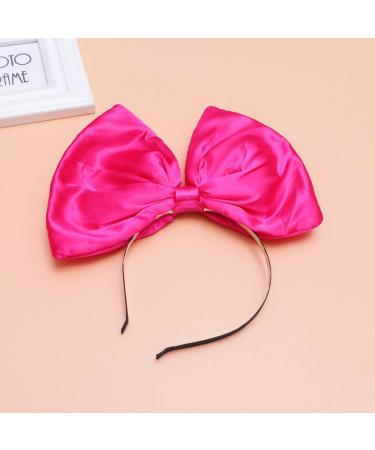 Minkissy Huge Bow Headband Candy Colored Hair Hoop Party Props Lovely Large Bowknot Hairband Party Props for Woman Girl(Rosy) - Buy Online on GoSupps.com