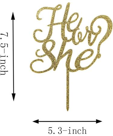 He or She Cake topper Gold Acrylic Gender Reveal Topper for Baby Shower Gender Reveal Party Decorations by Topfunyy - Buy Online on GoSupps.com