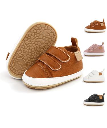 Sonsage Infant Baby Boys Girls Oxford Shoes Pu Leather Lace-Up Anti-Slip Trainer Soft Rubber Sole Toddler First Walking Sneakers 6-12 Months D Brown - Buy Online on GoSupps.com