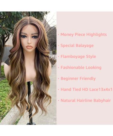 X-Tress 28 Highlight Moneypiece Balayage Hair Wig for Women - HD Lace Front, Natural Looking Soft Synthetic Wig in Highlight Pink - Buy Online on GoSupps.com
