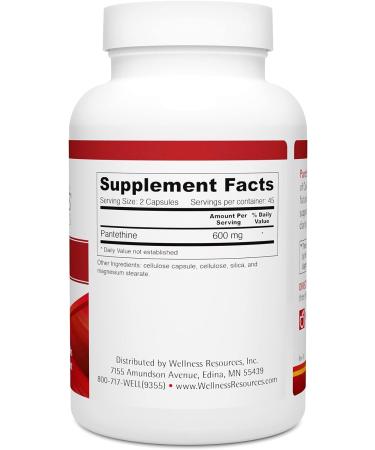 Vegan Pantethine Capsules 300mg - Active Vitamin B5 Supplement (90 Count) - Buy Online on GoSupps.com