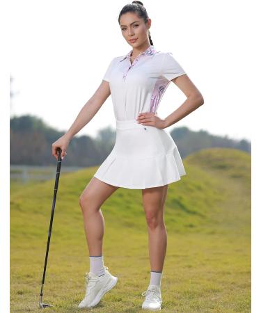 JACK SMITH Women's Golf Shirt - Color Block Snap Polo, White/Pink Print - Large - Buy Online on GoSupps.com