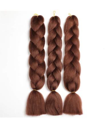 Buy Showjarlly Kanecalon Hair Extensions - Dark Chestnut Brown Ombre Jumbo Braids 24 Inch | Premium Kankalon Box Braid Kunsthaar - Buy Online on GoSupps.com