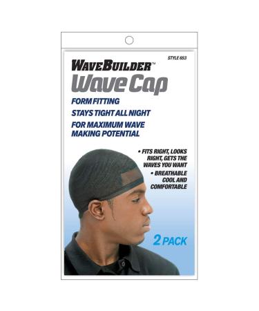 WaveBuilder Wave Cap | Promotes Healthy and Uniform Hair Waves Black 2 Count