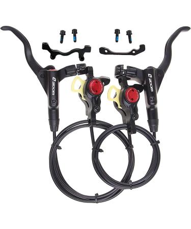 BUCKLOS MTB Hydraulic Disc Brakes, Mountain Bike Left Front 800mm Right Rear 1450mm Hydraulic Brake Set Aluminum Alloy Levers with Calipers PM/is Adapter Fit EBike /Fat Bike Front+Rear Black