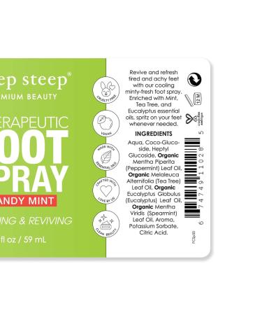 Deep Steep Therapeutic Foot Spray - Cooling Candy Mint 2oz | Soothing Relief for Tired Feet - Buy Online on GoSupps.com