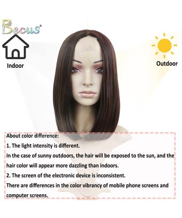 Lace Front Dark Brown Wig | Shoulder Length Synthetic Wig for Women | 12 Inches (#4) - BECUS - Buy Online on GoSupps.com