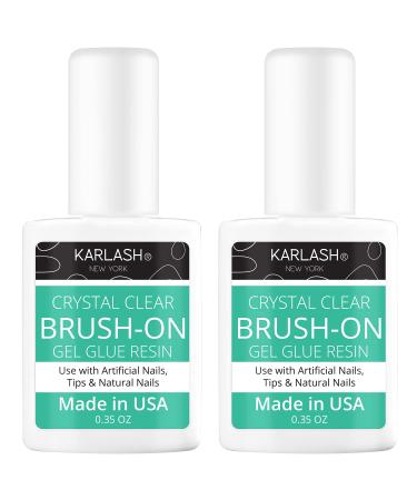 Karlash Super Strong Brush On Nail Glue for Acrylic Nails and Press on Nails Nail Bond Nail Glue Adhesive, Perfect for False Acrylic Nail Art, Glitter, Gems, White Clear Tip (2 Piece) 2 Pieces