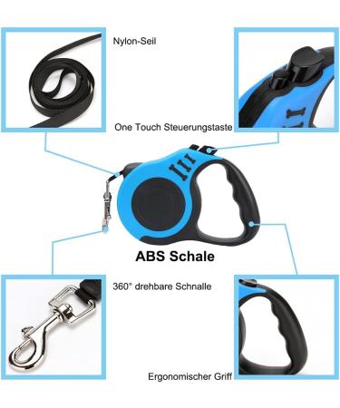 5m Retractable Dog Leash for All Breeds - Durable & Stylish Blue Leash for Small Medium & Large Dogs - Buy Online on GoSupps.com