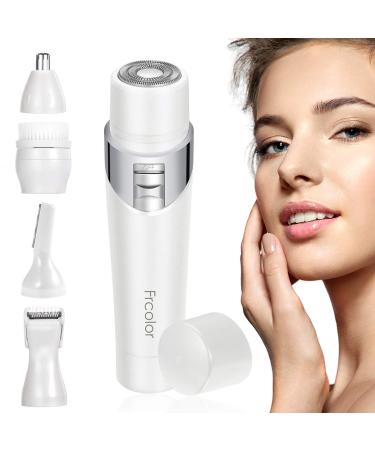 Frcolor Facial Hair Removal for Women, 5 in 1 Painless Electric Lady Shaver Hair Remover for Face Lip Chin and Cheek Hair - Electric Trimmer, Face Hair Shaver, Nose Hair Eyebrow Trimmer, Facial Brush