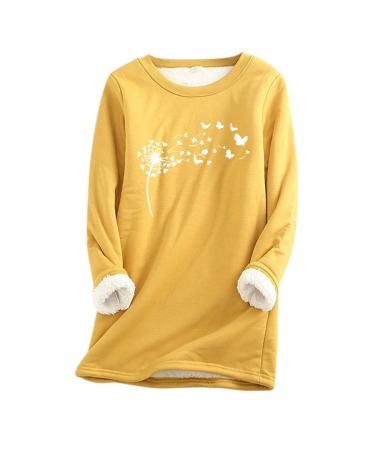 Genetic women Christmas Sweatshirt Casual Supreme Pullover Women Lose Round Hall Long-sleeved shirt Christmas Tops Christmas Sweater Winter Streetwear Women Sweatshirt Women's Pullover Long-sleeved yellow-D L