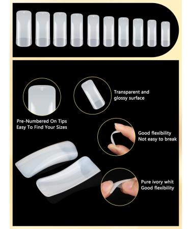 Deciniee Acrylic Nail Kit - 1000 Clear & Natural Fake Nails for French Manicure - 10 Sizes Extension Tips with Box - Women's Press on Coffin Nails - Buy Online on GoSupps.com
