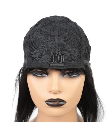 10 Inch Short Bob Human Hair Wig with Bangs - 150% Density Straight Bang Bob for Women (Natural Black) - Buy Online on GoSupps.com