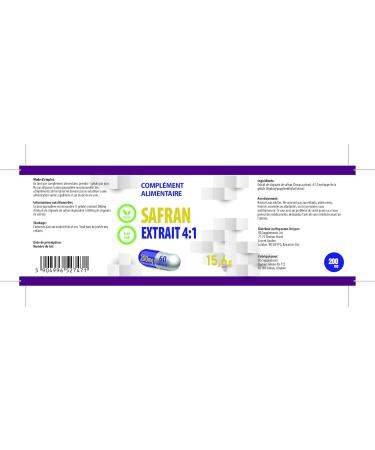 Saffron Supplement 800mg Equivalent (200mg of 4:1 extract) 60 vegan capsules Saffron - Buy Online on GoSupps.com