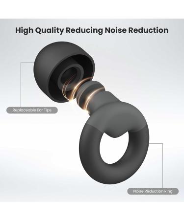 Ear Plugs for Sleeping - Reusable Noise Reduction Earplugs (25dB-30dB) with 8 Ear Tips | Soft Hearing Protection for Concerts Study & Work - Black - Buy Online on GoSupps.com