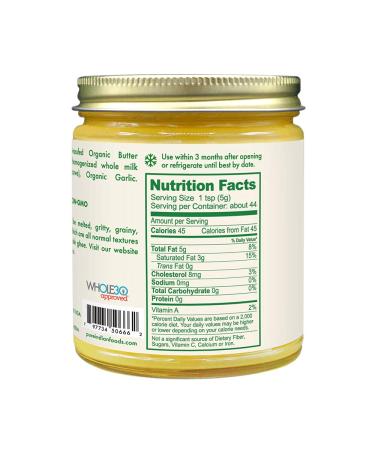 Pure Indian Foods Organic Garlic Ghee - 7.8 oz (220 g) | Premium Quality Flavor Booster - Buy Online on GoSupps.com