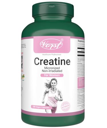 VORST Creatine Supplement for Women 180 Vegan Capsules | Monohydrate Micronized Non Irradiated | Pills for Adults of All Ages | 1 Bottle 180 count (Pack of 1)