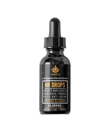 STRONGLIFE NR Liquid Drops - 30 Grams of Nicotinamide Riboside | 99% Purity of NR Better Absorption Than Capsules | Supports NAD+ Levels - DNA Repair - Anti Ageing | Orange Flavoured - 30ml