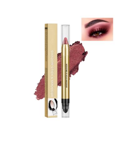 Eyeshadow Stick 2 in 1 Glitter Eyeshadow Pencil Waterproof Long-lasting Eyeshadow Brightener Smooth Shimmer Stick with Soft Brush for Eye Makeup (#06)