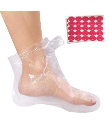 100pcs Clear Plastic Disposable Booties Paraffin Bath Liners for Foot Pedicure Hot Spa Wax Treatment Foot Covers Bags 100pcs Foot Cover