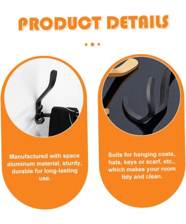 STOBAZA 2pcs Hook up Wall Hooks for Coats Hat Hooks Double Prong Hook Aluminum Hooks Child Clothing Cupboard 11X6X4CM Black - Buy Online on GoSupps.com