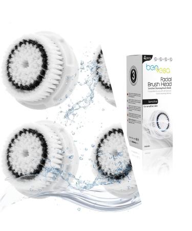 benvesa Sensitive Replacement Facial Cleansing Brush Head, 4 Pack, (BSE-4)