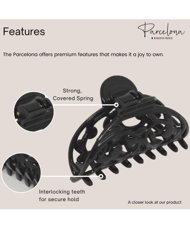 Parcelona French Jardin Black Medium Celluloid Jaw Hair Claw Clip - Buy Online on GoSupps.com