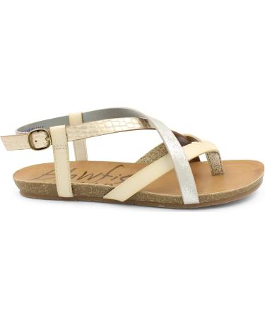 Blowfish Malibu Women's Granola Synthetic Flat Sandal 4 UK Gold Dile Silvermoon White - Buy Online on GoSupps.com