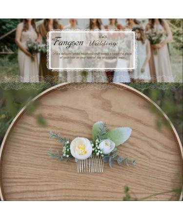 Fangsen Wedding Rose Flower Hair Comb - Bridal Headpiece for Brides and Bridesmaids (White) - Buy Online on GoSupps.com