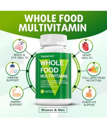 Organic Whole Food Multivitamin for Men Women - Energy & Immune Support - Non-GMO Vegan Tablets - 90 Count - Buy Online on GoSupps.com