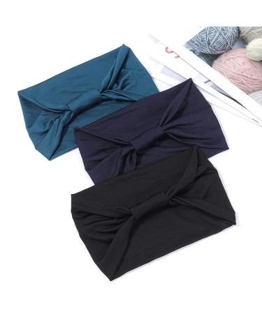 Shop Generse Wide Frontal Ligaments Black Boho Hair Bands - 3 Pack Elastic Headbands for Women & Girls - Yoga & Turban Style Accessories - Buy Online on GoSupps.com
