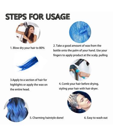 Temporary Blue Hair Color Wax for Men & Women | Natural Styling Pomade - Perfect for Parties Cosplay & Halloween | 4.23 oz #4 Blue - Buy Online on GoSupps.com