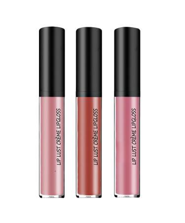 12 Color Cream Lip Gloss 12 Colors Cream Texture Lipstick Waterproof Long-Lasting Moisturizing Velvet Lip Gloss Waterproof Lip Gloss Moisturising Liquid Lipstick(#3#5#12 3pcs)