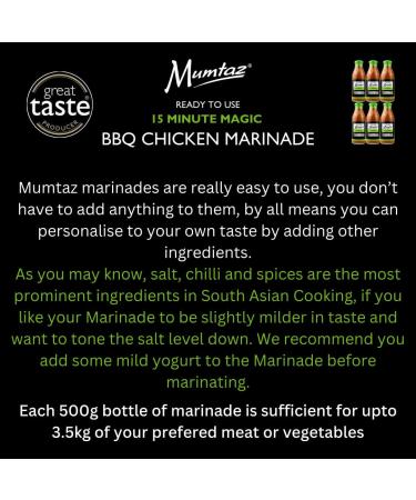 Mumtaz BBQ CHICKEN Marinade Sauce - Pack of 6x500g 15 Minute Magic Marinade Medium Spiced BBQ-Grill-Roast-Stir or Air fry All Natural Ingredients Gluten Free Vegan Friendly. - Buy Online on GoSupps.com
