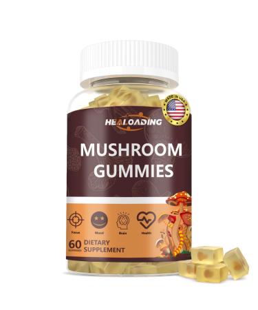 Mushroom Gummies: 10 Functional Mushrooms in One - Lion's Mane, Reishi, chagaCordyceps & More - Natural Focus & Energy Support- Vegan, Non-GMO-60 Gummies