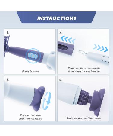 Clundoo Baby Bottle Brush Set | 3-in-1 BPA-Free Bottle & Nipple Cleaner | Soft Brushes for Baby Bottles Blue - Buy Online on GoSupps.com