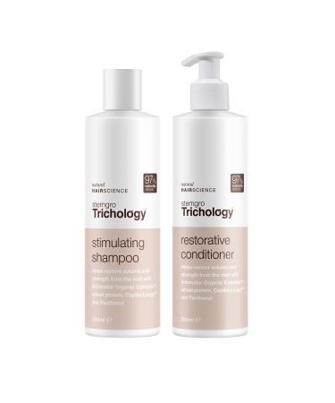 Hair Growth Shampoo and Conditioner (250ml x 2) - Hair Loss Treament for Women With Thinning Hair Due to Menopause Stress - Clinically Proven Hair Thickening Products for Women by Stemgro Trichology Caffeine Shampoo (250ml) + Conditioner (250ml)