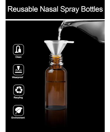 Furuising 6pcs Nasal Spray Bottle 20ml Glass Amber Refillable Fine Mist Atomizer Small Empty Nasal Sprayer with Funnel and Labels for Saline Essential Oils - Buy Online on GoSupps.com
