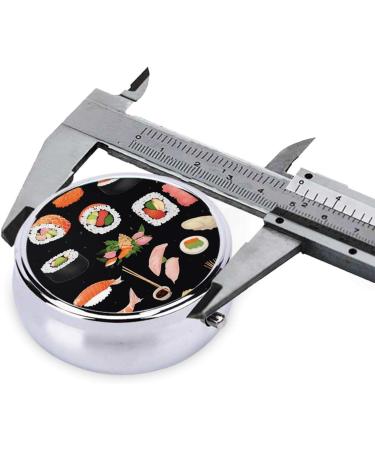 Buy Japanese Sushi Black Printed Mini Round Pill Box | 3 Compartment Organizer for Travel & Home Use | Portable Medicine Case - Buy Online on GoSupps.com
