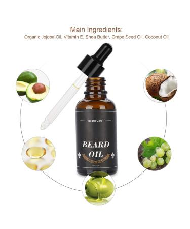 Beard Care Kit for Men - 4 Pcs Set with 30g Beard Oil Comb & Brush | Anti-Hair Loss Solution - Buy Online on GoSupps.com