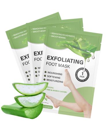 3 pair of foot mask foot peeling mask corneal remover socks for soft and smooth baby feet cornea and dead skin remove repair of rough heels idea for men and women - aloe vera