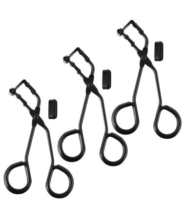 Beaupretty 3 Sets Mini Eyelash Curler Long Lasting Lash Curls with Non Slip Finger Grip Eyelashes Silicone Pressure Pad for Women Ladies Black