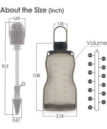 Haakaa Silicone Breast Milk Storage Bags Set with Cleaning Brush - SUVA Grey 9oz/260ml (2pcs) - Buy Online on GoSupps.com