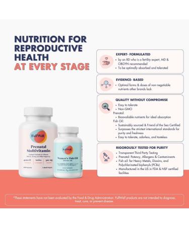 FullWell Prenatal Vitamin + DHA | Omega 3 Fish Oil with DHA & EPA for Brain Development & Nervous System Support | 26+ Vital Nutrients | Dietitian-formulated Non-GMO 3rd Party Tested 30 Servings Unflavored 150 Count (Pac  - Buy Online on GoSupps.com