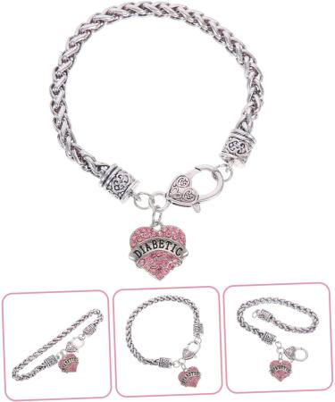VALICLUD 2pcs Heart Rhinestone Bracelet Delicate Heart Bracelet Crystal Bracelets Birthday Gift Bracelet for Couples Girls Gifts Graduation Supply Decor Zinc Alloy Heart-shaped Miss Jewelry 21.5X3X1CMx4pcs Pinkx4pcs - Buy Online on GoSupps.com