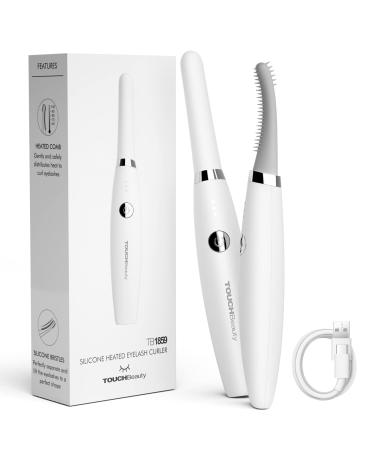 Heated Eyelash Curler TOUCHBeauty Electric Eyelash Curler USB Rechargeable Eyelash Curler with 3 Temperature Settings Silicone Comb Lash Curler for Girls Women Quick Heating Curling1859
